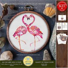 Mandala Flamingo K288 Embroidery Kit Funny Animals Stitching Embroidery Kits Cross Stitch Designs Cross Pattern Embroidery Stitches