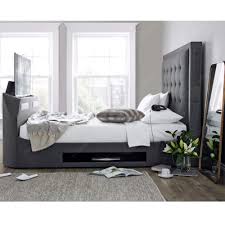 King bed gas lift storage. Grey Fabric Media Bed Happy Beds Titan Tv Bed 6ft Super King Size 180 X 200 Cm Frame Only Buy Online In Dominica At Dominica Desertcart Com Productid 130713642