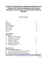 Among the objectives of this report is to meet the standards set by the polytechnic balik pulau and is an important element of its multiple purposes. Doc Effect Of Industrial Training Scheme On The Training Of Office Managers In Selected Tertiary Institutions In South East Zone Of Nigeria Ken Gabriel And Kenobi Krukru Academia Edu