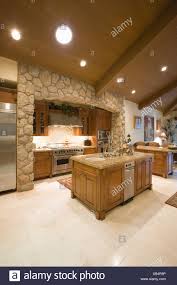 exposed stone kitchen surround with