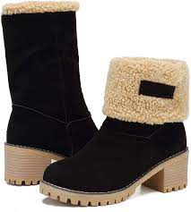 Buy Mostrin Women S Winter Snow Boots Suede Chunky Block Heels Warm Fur Mid Calf Ankle Booties Orange Online In Turkey B07f8mbb7f
