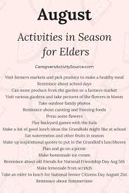10 Best Things To Do In August With An Older Family Member Elderly Activities Senior Activities Senior Center Activities