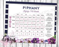 Piphany Sizing Fit Guide Piphany Size Chart Poster Piphany