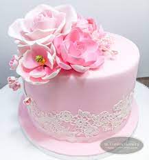 Blush Pink Celebration Bridal Shower Cake Design Sugar Lace Florals Cake By Sk Confectionery Cake Design Bridal Shower Cake Sugar Lace
