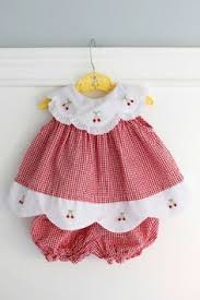 3 6 Months Red Gingham Baby Outfit Dress And Bloomer Set Seersucker Gingham With White Scalloped Collar And Hem With Embroidered Cherries Baby Girl Dresses Baby Girl Dress Toddler Outfits