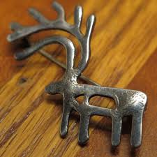 Modernist Andreas Lautz TANA Danish Reindeer Brooch 830 Silver Norwegian