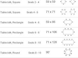 Tablecloth Size Tablecloth Size Chart Tablecloth Sizes