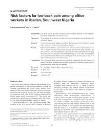 Pdf Risk Factors For Low Back Pain Among Office Workers In Ibadan Southwest Nigeria