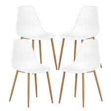 Greenforest Dining Chairs Set Of 4 Eames Modern Style Metal Wood Legs Kitchen Chair Dining Room Chair Pl Dining Chair Set Modern Kitchen Chair Dining Chairs
