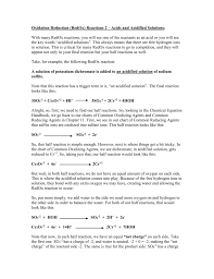 oxidation reduction explanation acidified