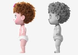 Cartoon Baby Twin Rigged 3d Model Baby Cartoon Baby Cartoon Characters Twin Babies
