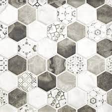 Chateau Ash 2 In Hexagon Recycled Glass Mosaic Decorative Glass Tile Mosaic Glass Glass Mosaic Tiles