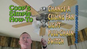 If it will be installed before drywall or in a location without drywall, install a standard ceiling electrical box. Coop S Simple How To Change A Ceiling Fan Light Pull Chain Switch Youtube