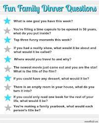 And what better way to poke some fun than to ask lots of funny questions? Fun Family Dinner Questions To Spark Conversation Mom On The Side Family Conversation Starters Family Conversation Family Fun