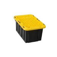 Black And Yellow Storage Bins Lowes Hdx 7 Gal Tough Storage Bin In Black 206152 The Home Depot Storage Crate Storage Yellow Storage