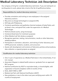 Medical Laboratory Technician Job Description | Velvet Jobs