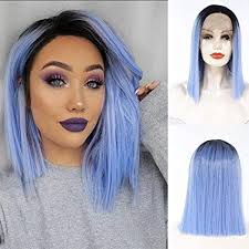 700 x 1244 jpeg 115 кб. Amazon Com Blue Bird Short Bob Lace Front Wigs With Baby Hair Heat Resistant Synthetic Fiber Hair For Black Women Half Hand Tied Black Ombre Light Blue Wig With Dark Roots