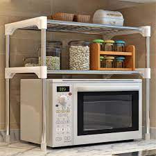 Us 33 99 17 Off 2 Layers Stainless Steel Rack Bathroom Microwave Oven Storage Holder Shelf Kitchen Desktop Organizer Desk Accessories Workspace Organizers Functional Kitchen Storage Kitchen Basket Storage Kitchen Storage Shelves
