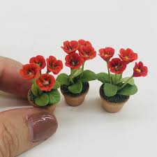 3 Pieces Miniature Poppy Miniature Plants In Pot Dollhouse Flower Miniature Garden Polymer Clay Flowers Miniature Garden Miniature Plants
