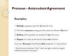 Pronoun Antecedent Agreement A Pronoun Must Agree In Number Either Singular Or Plural With Its Antecedent What It Refers To In The Text Indefinite Ppt Download