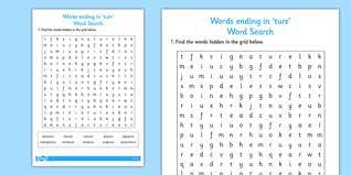 (.pdf file 58.1kb) there are loop cards to accompany this.printable phonics worksheets and flash cards: Words Ending In Ture Word Search Teacher Made