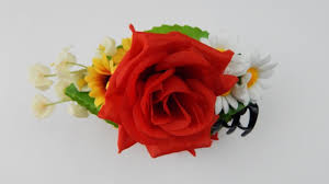 Red silk flowers for hair. Hair Barrette Red Silk Roses Flowers Grasses And Leaves Diy Artificial Flower Jewellery