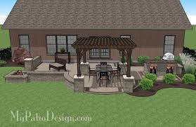 700 Sq Ft Creative Brick Patio Design With Pergola Fire Pit And Bar Brick Patios Outdoor Pergola Outdoor Patio Designs