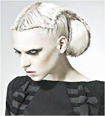 A Long Blonde Straight Coloured Plaited White Avant Garde Updo Ponytail Hairstyle By The Vanilla Rooms Braidsfo Artistic Hair Hair Styles Straight Blonde Hair