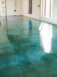 Turquoise Concrete Floor Concrete Stained Floors Floor Makeover Stained Concrete
