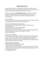 Marketing Executive Job