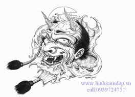 Vẽ hình xăm mặt quỷ. Hinh XÄƒm Hannya Oni 31