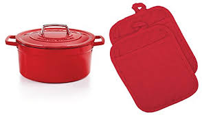Enameled cast iron 12 fry pan, created for macy's. Martha Stewart Enameled Cast Iron Cookware Dutch Oven Casserole 6 Quart Red Bundle Includes 100 Cotton Red Pot Holder 2pc Buy Online In Cayman Islands At Cayman Desertcart Com Productid 42875413