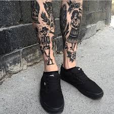 Black And Grey Leg Tattoos For Men By Sagajdachnyj To Submit Your Work Use The Tag Btattooing And Don T Forget To Share Our Page Too Tattooartist Tattoois Tattoos Shin Tattoo Leg Tattoos