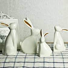 This photo is about rabbit, sugar, traditional. New Arrivals Modern Golden Ear Ceramic Rabbit Figurines Creative Animal Statue Crafts Home Tabletop Decoration Ornaments 1 Set Figurines Miniatures Aliexpress