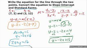 Find the slope using the slope formula. Writing Linear Equations In 3 Forms Given 2 Points Youtube