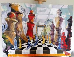 Painting Chess Players Gifts Signed Oil Painting Fine Etsy In 2021 Painting Oil Painting Fine Art Painting