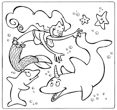 A dolphin coloring page, ready to be printed. Dolphin With A Mermaid Coloring Page Animals Town