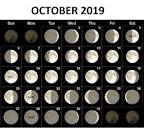 Moon Phases Calendar for October 2019 | Moon phase calendar, Moon ...
