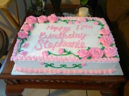 Butter Icing Birthday Cake For Mother 1 2 Sheet Birthday Cake With Pink Roses Birthday Cake For Mom Square Birthday Cake Mom Cake