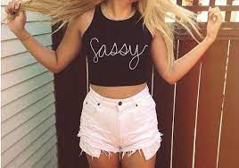 Pink bunny crop top outfit set cute kawaii rabbit tail elastic waist sleepwear. Pin By Lori Jest On My Style More Fashion White High Waisted Shorts Crop Top Outfits Cute Outfits