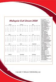 Holidays bookmark bahasa melayu english 中文 2020 2021 kedah. 2020 Cuti Umum Malaysia Kalendar