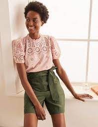 Elgin Paperbag Shorts Khaki Boden Uk