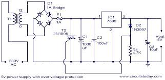 5v Power Supply With Over Voltage Protection Jpg 711 347 Elektroniken Elektronische Schaltung Elektro