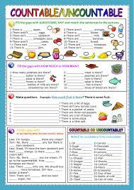 Complete and correct it immediately, then you will be able to check your knowledge with the related lesson. Countable Uncountable Nouns Worksheet