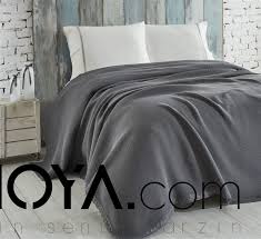 Ecocotton Organik Pamuk Tek Kisilik Pike Seti Merisa Antrasit Ev Dekorasyonu Mobilya Kisilik