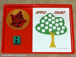 Such a simple math activity for preschoolers and still working on some fine motor. Apple Montessori Activities Gift Of Curiosity