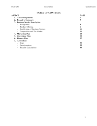 Here's what your standard table of contents looks like Business Plan Juice Bar Templates At Allbusinesstemplates Com