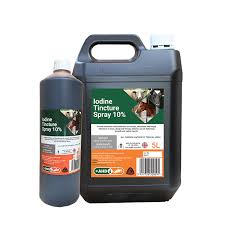 A 2% tincture of iodine can be prepared by first dissolving 5 grams of potassium iodide in 100 ml of 100 proof alcohol and adding 2 grams of iodine crystals (elemental iodine). Iodine Tincture Spray 2 5 And 10 Animal Health Direct