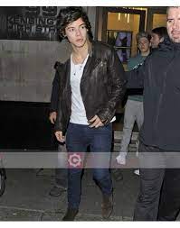 Buy Harry Styles Brown Fur Collar Leather Jacket Fur Collar Leather Jacket Brown Leather Jacket Smart Casual Wear