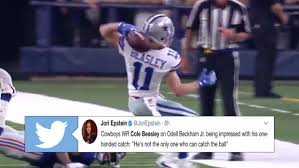 The dallas cowboys beat the new york giants in week 1, but wide receiver cole beasley's catch turned out to be a turning point.subscribe to nfl films: Cole Beasley Made An Absolutely Outrageous One Handed Behind The Back Catch Against New York Article Bardown